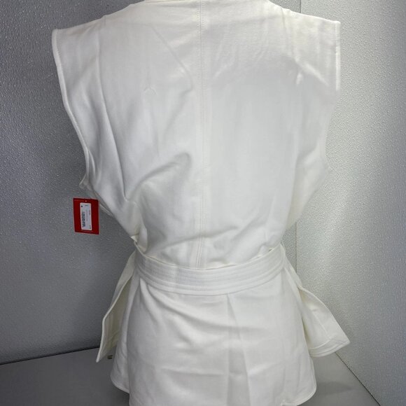 NEW SPANX Ponte Contrast Tie Top Powder White Size L Sleeveless - Picture 6 of 8